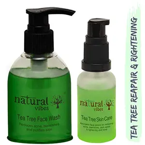 Natural Vibes ~ Tea Tree Skin Repair & Brightening Regime ~ with1 Tea Tree skin repair serum 30 ml and 1 Tea Tree face wash 150 ml