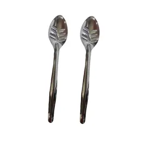 Dynore Stainless Steel 2 pcs Small Slotted/Plating Pickle/Aachar Spoon.