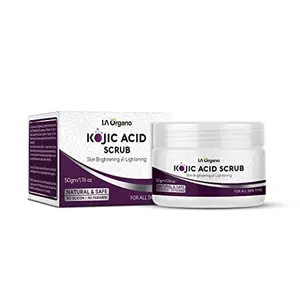 LA Organo 1% Kojic Acid Skin Lightening & Brightening Face & Body Scrub Exfoliates Dead Skin Impurities & Pollutions from Skin (Pack of 1) 50 gm