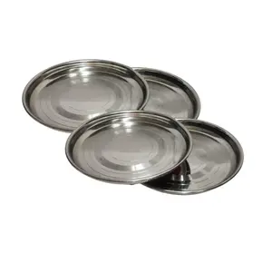 Dynore Stainless Steel Heavy Gauge Quarter Plates/Dessert Plates/Nasta Plate/Serving Plate/Dinner Plate- Set of 4