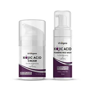 LA Organo Kojic Foaming Face Wash & Cream for Skin Brightening & Lightening (Pack of 2) 150g