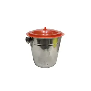 Dynore Stainless Steel Single Wall Ice Bucket with Silicone Lid- 1000 ml Multicolor