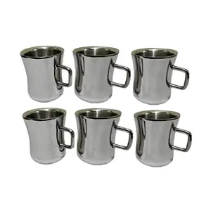 Dynore Stainless Steel Set of 6 Double Wall Dhol Cups