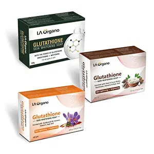 LA Organo Glutathione Green Shea Cocoa Butter & Kumkumadi Skin Brightening (Pack of 3) 300 g