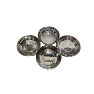 Dynore Stainless Steel Heavy Gauge Halwa Plates/Dessert Plates/Chutney Plate/Serving Plate- Set of 4