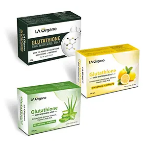 LA Organo Glutathione Green Lemon & Aloevera Skin Brightening (Pack of 3) 300 g
