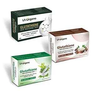 LA Organo Glutathione Green Shea Cocoa Butter & Neem Tulsi Skin Brightening (Pack of 3) 300 g