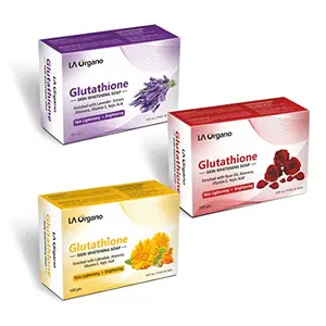 LA Organo Glutathione Lavender Rose & Calendula Skin Brightening (Pack of 3) 300 g