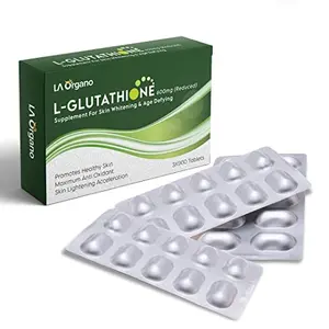 LA Organo L Glutathione Tabs. for Healthy Brightening & Radiant Skin for Men & Women with Vitamin C Pack of 1 (30 Tabs.)