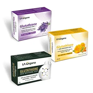 LA Organo Glutathione Lavender Calendual & Gluta Green Skin Brightening (Pack of 3) 300 g