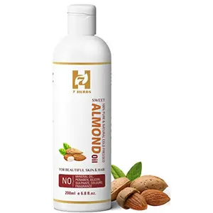 Kalp 7 HERBS Almond Oil -100% Pure Organic Virgin Clod pressed (Sweet Almond Oil) For Skin And Hair - 200ml
