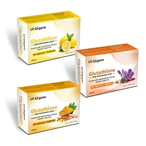 LA Organo Glutathione Lemon Kumkumadi & Haldi Chandan Skin Brightening (Pack of 3) 300 g