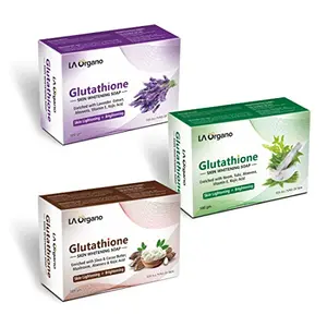 LA Organo Glutathione Lavender Neem Tulsi & Shea Cocoa Butter Skin Brightening (Pack of 3) 300 g
