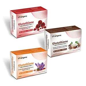 LA Organo Glutathione Rose Shea Cocoa Butter & Kumkumadi Skin Brightening (Pack of 3) 300 g