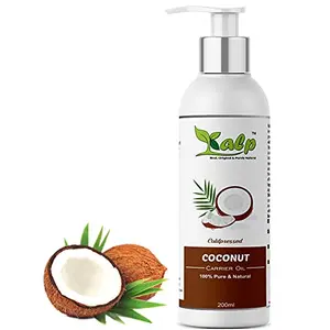 Kalp Coconut Oil 100% Natural Organic Virgin Undiluted and Pressed Coconut Oil - Moisturizer & Softener for Hair Skin Face and Body -Diluting Essential Oils - (200 Ml)