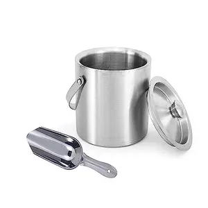 Dynore Stainless Steel 2 Pcs Mini Bar Set/Bar Accessories/Bar Tools/Bar Kit- Ice Bucket Ice Scoop Set of 2