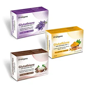 LA Organo Glutathione Lavender Haldi Chandan & Shea Cocoa Butter Skin Brightening (Pack of 3) 300 g