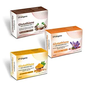 LA Organo Glutathione Shea Cocoa Butter Kumkumadi & Haldi Chandan Skin Brightening (Pack of 3) 300 g