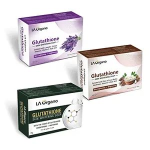 LA Organo Glutathione Lavender Shea Cocoa Butter & Gluta Green Skin Brightening (Pack of 3) 300 g