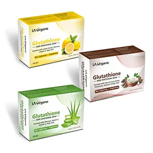 LA Organo Glutathione Lemon Shea Cocoa Butter & Aloevera Skin Brightening (Pack of 3) 300 g