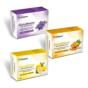 LA Organo Glutathione Lavender Haldi Chandan & Lemon Skin Brightening (Pack of 3) 300 g