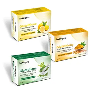 LA Organo Glutathione Lemon Haldi Chandan & Neem Tulsi Skin Brightening (Pack of 3) 300 g