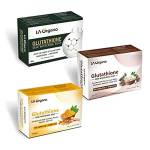 LA Organo Glutathione Green Shea Cocoa Butter & Haldi Chandan Skin Brightening (Pack of 3) 300 g