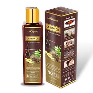 LA Organo Castor Oil Pressed for Moisturizing Skin Hair & Nail Growth Eyelash Thickening - No Paraben Sulphate Mineral Oil & Silicones 200 ML