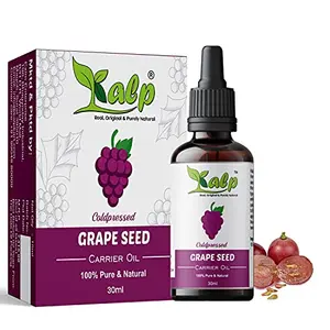 Kalp GrapeSeed Carrier Oil - pressed For Beautiful Hair Growth Skin Face Massage & Skin lightening-30ml