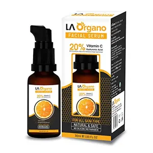 LA Organo Vitamin C Face Serum Whitening -  Formula for Face Glowing Skin Brightening and Lightening - Dark Circles Fine Lines Sun Damage - Collagen 30 ml (Pack of 1)