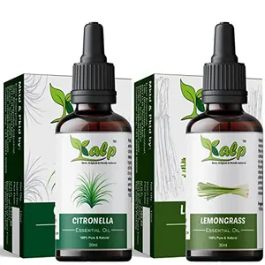 Kalp pack of two essential oil Lemongrass (30ml) & (30ml) -Natural mosquito & bad bugs repellents-(60ml)