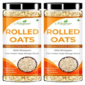 Natupure Rolled Oats High Protein and Fibre |  500gm Pack of 2