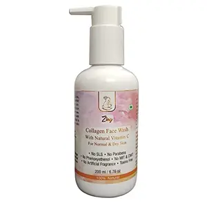 Blush Bunny Organics Zing Collagen Face Wash With Natural Vitamin C for Normal & Dry Skin | No SLA No Parabens No Artificial Fragrance Toxins Free 200ml