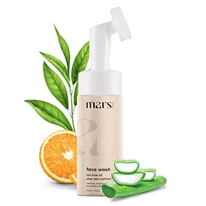mars by GHC Tea Tree Foaming Face Wash With Built-In Face Brush Hydrates Skin Acne & Oil Control Deep Cleansing Nourishing & Moisturising Wash | Chemical Free (120 ml - Pack of 1)