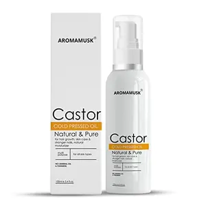 AromaMusk USDA Organic 100% Pure Cold Pressed Castor Oil For Hair Growth Skin Care Strong Nails & Eyelashes 100ml