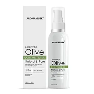 AromaMusk 100% Pure Cold Pressed Extra Virgin Olive Oil For Hair And Skin 100ml