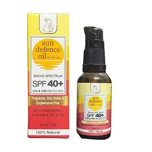 Blush Bunny Organics 100% Natural Sun Defense Oil for Dry Skin Broad Spectrum with Raspberry Oil Almond & Vit. E Oil 30ml/1 OZ