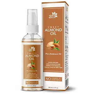 AromaMusk 100% Pure Cold Pressed Sweet Almond Hair Oil For Massage Skin Under Eye & Hair 100ml