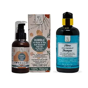 Blush Bunny Organics Combo Pack 15 herbs & Oils Anti Dandruff Hair Oil for Normal to Oily Hairs With Adore Anti-Dandruff Shampoo with Tea Tree