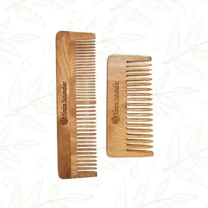 Almitra Sustainables Neem Comb Pack of 2 Small & Large