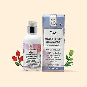 Blush Bunny Organics 100% Natural Collagen Face Wash with Vitamin C | Face Wash for Dry and Normal Skin | Vegan & Safe (200ml)