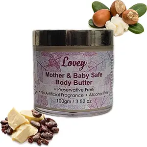 Blush Bunny Organics Lovey Mother Body Butter Cream Natural Vegan & Non-Toxic With Organic Cocoa & Shea Butter |  Safe Ideal For Dry Skin 100g / 3.52oz