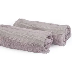 Dvaar The Karira Collection - Grape Grey Bamboo Hand Towel Combo Pack Of Two Eco Friendly Men Women Yoga Gym Towel 600 Gsm