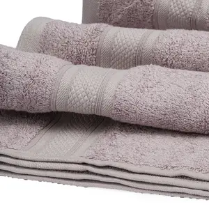 Dvaar The Karira Collection - Bamboo Cotton Bath Towels And Hand Towels Men Women 600 Gsm Set Of 2 Grape Grey