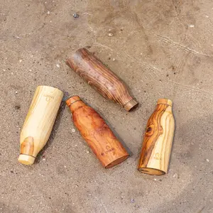 Dvaar Sangam Series- The Wooden Copper Bottle Blackberry Wood 500Ml Set Of 2