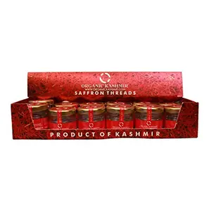 Organic Kashmir 100% Pure Saffron (Kesar) 1g - Pack of 12