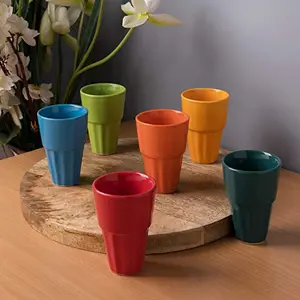 Stoneware Tea Glass - 6 Pieces Multicolour 120 ml