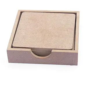 DIY MDF Square Coasters (3.5in X 3.5in) with Holder - Set of 4/for Craft/Activity/Decoupage/ting/Resin Work