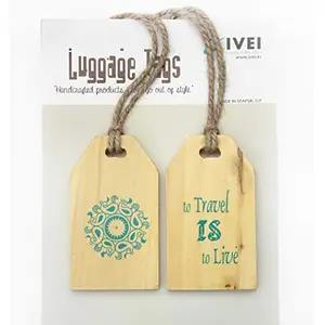 Wooden Luggage Tags Set of 2 -Blue