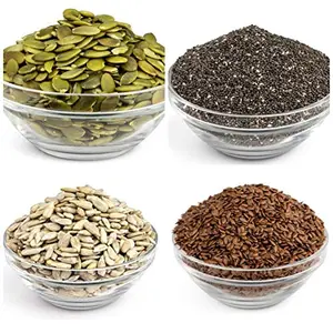 Healthy Raw Seeds Combo 400gms (Pumpkin Seeds Sunflower Seeds Chia Seeds Flax Seeds) Seeds Mix for Eating Seeds for Eating Seeds Eating for Organic Antioxidant Mix Seeds